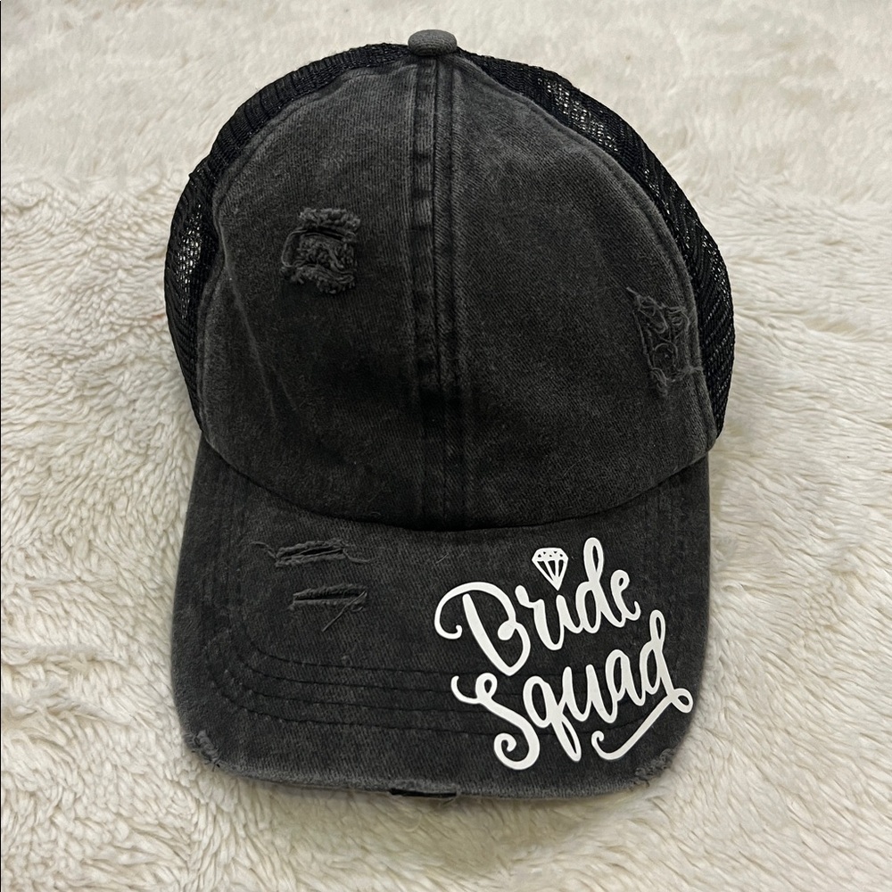 Bride Squad Black & White Distressed Design Baseball Cap Hat NEW